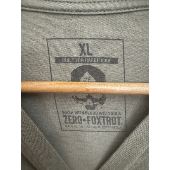 Zero Foxtrot Spade Logo Flag Green Men's T-Shirt XL Striped Military Stay Zero - Picture 5 of 6